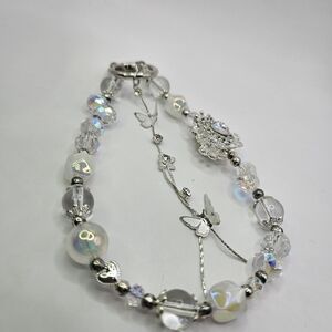 🩶 Elegant Silver Beaded Butterfly Phone Chain